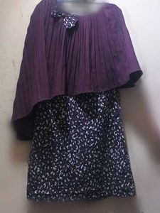 Elegant Purple & White Print Dress