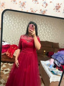 Elegant Red Embellished Gown