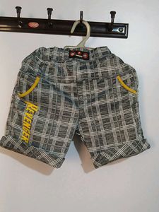 Checked Shorts with Yellow Accent