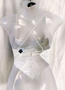 White Ruched Halter Crop Top