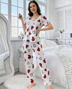 Cute Heart Print Pajama Set