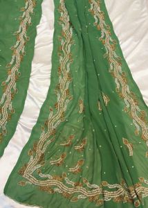 Embellished Green Saree