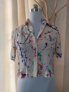 Vintage Abstract Print Crop Top