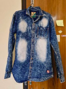 Distressed Acid Wash Denim Shirt