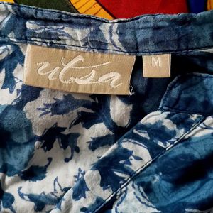 Blue Floral Print Kurta