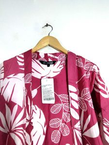Pink Floral Print Long Shrug (Women's)