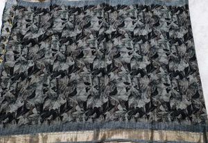 Elegant Grey Floral Print Saree without blouse