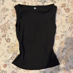 Black Boat Neck Top