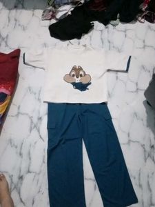 Cute Chipmunk Graphic Tee &amp; Cargo Pants Set
