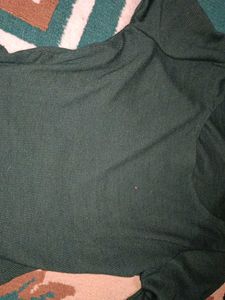 Green Ribbed Long Sleeve Crop Top