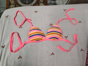 Colorful Striped Bikini Top