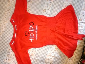Red Bell Sleeve Tunic Top