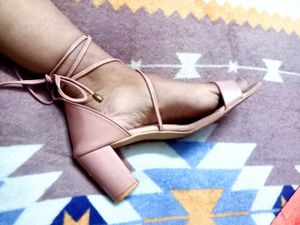 Peach Laceup Heels