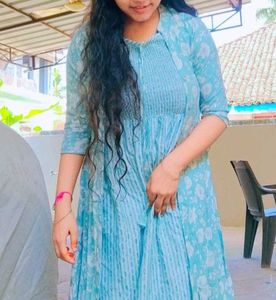 Light Blue Floral Print Kurta
