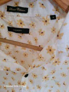 Men's White Floral Print Casual Shirt