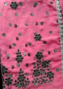 Beautiful Pink Saree with Embellishments