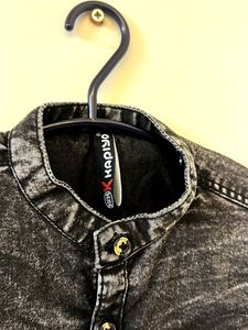 Acid Wash Denim Short Sleeve Shirt