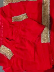Vibrant Red Embellished Saree