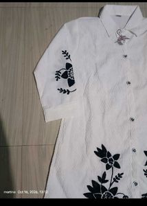 Stylish White Kurta with Black Embroidery