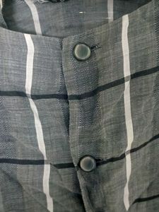 Striped Grey Button-Down Top