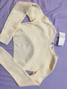 ZARA cropped knitwear top with embellishments
