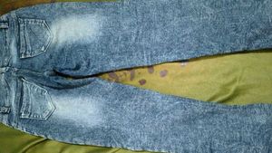 Stylish Blue Denim Jeans with Intricate Design