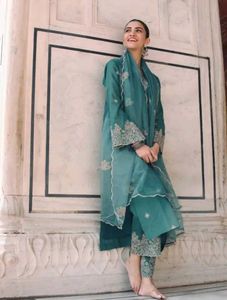 Elegant Teal Embroidered Kurta Set
