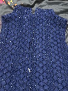 blue glittery embellished blouse/crop top (30-32)