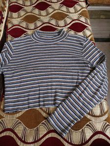 Striped Long Sleeve Crop Top