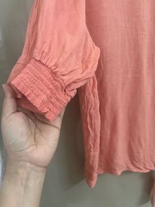 Chic Coral Tie-Front Blouse