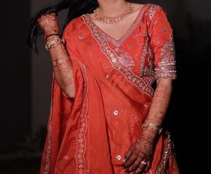 Stunning Red &amp; Gold Embellished Lehenga Choli