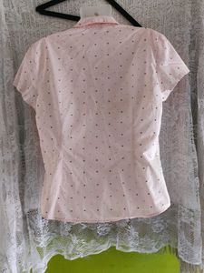 Cute Pink Polka Dot Button-Up Shirt