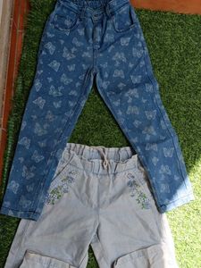 Cute Butterfly &amp; Floral Jeans Set