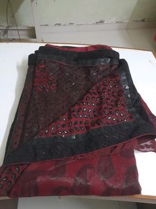 Polka Dots Saree.Party Wear.Stiched Blouse.Superb Maroon Colour.No Flaws