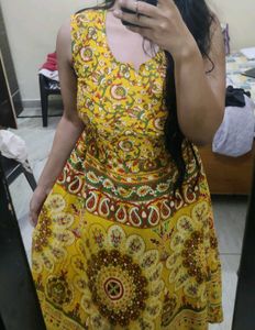 Vibrant Yellow Block Print Skirt