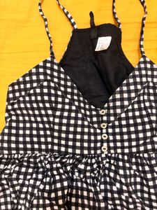 Gingham Print Peplum Top