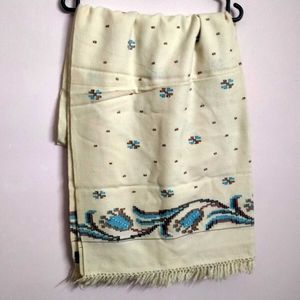Embroidered Cream warm shawl from Kulu