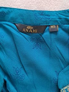 Teal Kurta with Embellished Neckline