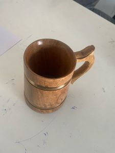 Wooden Mug with Brass Accents