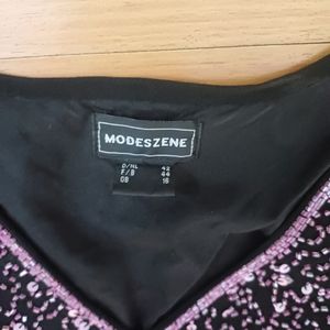 Heavy Pink Hand Sequin &amp; Fine Bead Work Party Top