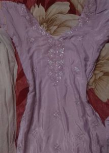 Elegant y2k Lavender Kurta Set with Sequins