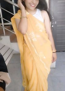 Elegant Yellow Saree with balues deniam