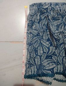 Blue Leaf Print lace trimmed shorts