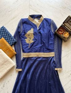 Royal Blue Embroidered Gown