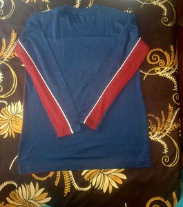 kid's Long Sleeve Maroon &amp; Blue T-Shi