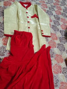 kids Beige & Red dhoti Kurta Set