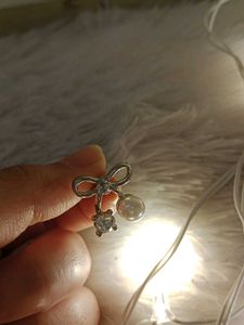 Cute Bow Pearl &amp; Crystal Earrings