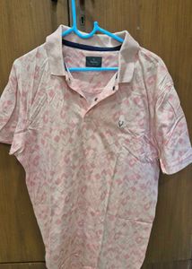 Men's Pink Geometric Polo T-Shirt