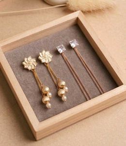 Floral Pearl &amp; Crystal Drop Earrings Set