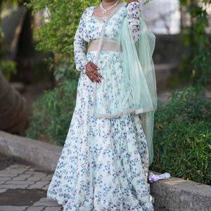 Elegant Floral Print Lehenga Choli Set